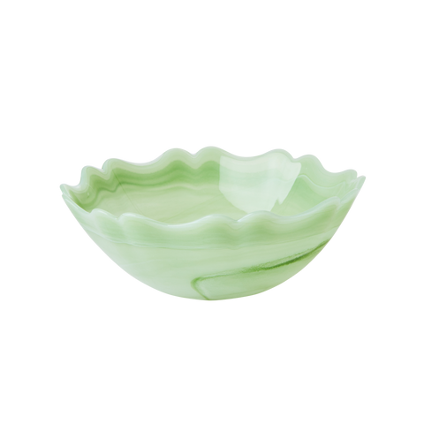 rice alabaster glas skål - green