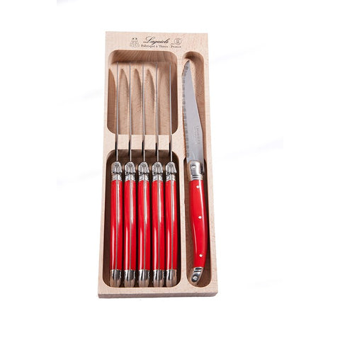 6 stk. Laguiole steakknive i trækasse.
 - New Red