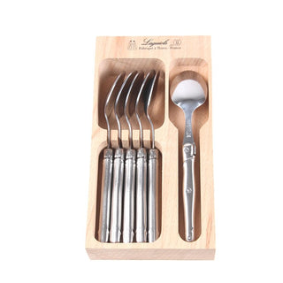6 stk. Laguiole Dessertskeer i trækasse.
 - Stainless Steel
