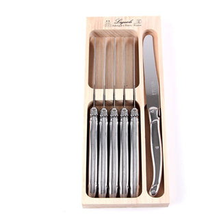 6 stk. Laguiole Bordknive i trækasse
 - Stainless Steel