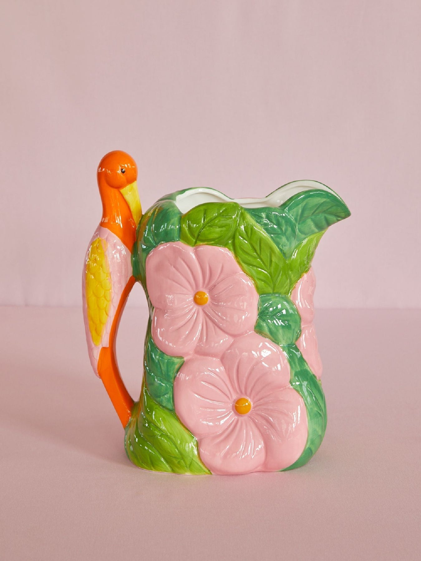 rice keramik kande/vase - Grøn med fugl