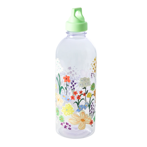 rice Stor Plastik Drikkeflaske
 - Farve: klar med blomster
