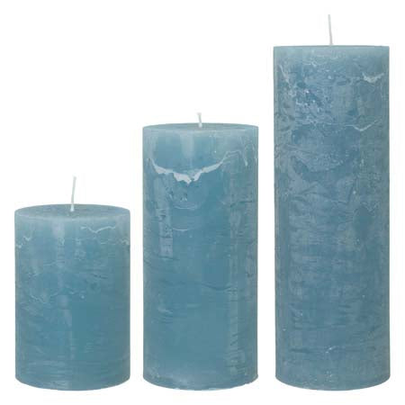 Rustic Stearinlys i farven WINTER BLUE - Dia 7 cm