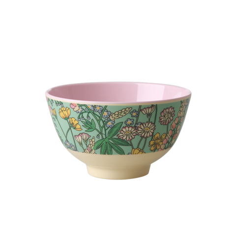 RICE Melamine Bowl with Lupin Print - Two Tone
