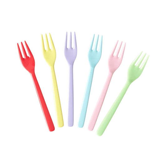 Melamine kage gaffel - Farve: Lyserød, Lysegul, Lyseblå, lyselilla, Koral, Lysegrøn